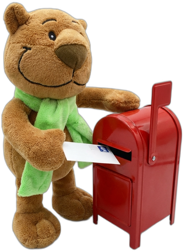 Hummeltje bij de brievenbus